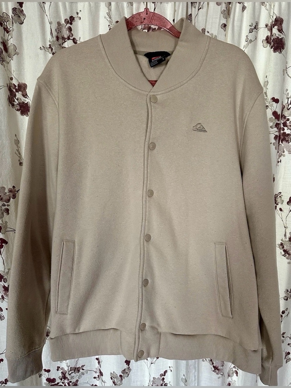 Men’s Quiksilver DryFlight Beige Chalk Varsity Bomber Jacket QA35JK005 Large